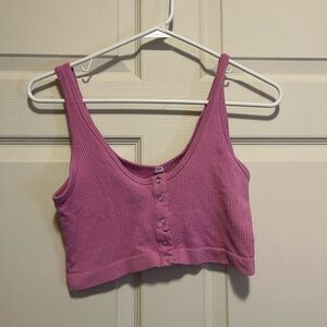 Urban Outfitters Mauve Ribbed Button Crop Top